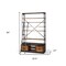 Homeroots 94" Black And Brown Distressed Copper and Wood Four Tier Library Bookcase with Four Drawers 380587 - alternate 7