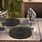 Smarty Had A Party 7.5" Black with Gold Rim Round Blossom Disposable Plastic Appetizer/Salad Plates (120 Plates), 120PK 4847BG-CASE - alternate 1