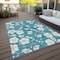Homeroots 3' X 5' Turquoise Ivory And Gray Floral Washable Indoor Outdoor Area Rug 599928 - alternate 4