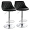 Elama 2 Pc Diamond Stitched Faux Leather Bar Stool in Black with Chrome Base and Adjustable Height ELM-704C-BLK - alternate 1