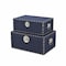 Homeroots Set of Two Navy Blue Wood Fabric And Metal Box With Lid, 2PK 489387 - alternate 5