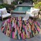 Homeroots 8' Pink Black And Green Round Striped Washable Indoor Outdoor Area Rug 603229 - alternate 5