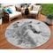 Homeroots 8' Gray And Silver Round Horse Washable Indoor Outdoor Area Rug 618681 - alternate 1