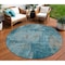 Homeroots 8' Teal Blue And Gray Round Abstract Washable Indoor Outdoor Area Rug 596892 - alternate 1