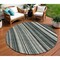 Homeroots 8' Black Gray And Ivory Round Striped Washable Indoor Outdoor Area Rug 614961 - alternate 1