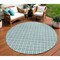 Homeroots 8' Teal Blue And Ivory Round Geometric Washable Indoor Outdoor Area Rug 614781 - alternate 1