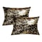 Homeroots Set of Two 12" X 20" Chocolate and Gold Abstract Cowhide Lumbar Throw Pillows with Glitter, 2PK 544642 - alternate 3