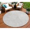 Homeroots 8' Silver And Ivory Round Geometric Washable Indoor Outdoor Area Rug 577597 - alternate 1