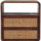 Homeroots 22" Chestnut And Natural Solid Wood Cane Rattan Two Drawer Nightstand 651611 - alternate 2