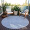 Homeroots 8' Sky Blue And Ivory Round Floral Washable Indoor Outdoor Area Rug 582370 - alternate 4