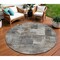 Homeroots 8' Pewter Khaki And Charcoal Round Abstract Washable Indoor Outdoor Area Rug 630785 - alternate 6