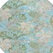 Homeroots 8' Teal Blue Olive Green And Beige Round Botanical Leaves Washable Indoor Outdoor Area Rug 618414 - alternate 6