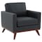 Leisuremod Chester Modern Leather Accent Armchair with Birch Wood Base, Black CS33BL-L - alternate 1