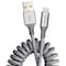 Ventev Chargesync Helix Coiled USB A to USB C Cable, Heather Gray COILCABACVNV - alternate 1