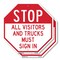 Signmission Stop All Visitors and Trucks Must S, 10 inch X 10 inch, Aluminum Metal Signs, 2PK OC-A-2PACK-10-245 - alternate 1