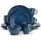 Elama Malibu Deep Ocean 16-Piece Stoneware Dinnerware Set in Dark Blue ELM-MALIBU-DEEP-OCEAN - alternate 1