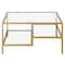 Homeroots 32" Gold Glass And Steel Square Coffee Table With Two Shelves 520971 - alternate 5