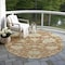 Homeroots 8' Copper Green And Ivory Round Floral Washable Indoor Outdoor Area Rug 605219 - alternate 6