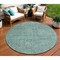 Homeroots 8' Teal Blue Round Geometric Washable Indoor Outdoor Area Rug 607508 - alternate 1