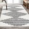 Jonathan Y Elm Diamond Stripe Geometric Shag White/Gray 3 ft. x 5 ft. Area Rug MOH408A-3 - alternate 1