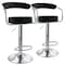 Elama 2 Piece Faux Leather Retro Adjustable Bar Stool in Black with Chrome Handles and Base ELM-709-BLK - alternate 5