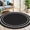Homeroots 4' Black And Ivory Round Indoor Outdoor Area Rug 545941 - alternate 4