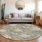 Homeroots 8' Gray Beige And Olive Green Round Botanical Leaves Washable Indoor Outdoor Area Rug 618402 - alternate 2
