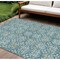 Homeroots 8' X 10' Teal Blue Gray And Gold Floral Washable Indoor Outdoor Area Rug 595994 - alternate 1