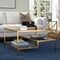 Homeroots 32" Gold Glass And Steel Square Coffee Table With Two Shelves 520971 - alternate 6