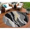 Homeroots 8' Black Gray And Tan Round Abstract Washable Indoor Outdoor Area Rug 600944 - alternate 1