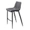 Homeroots Set of Two 30" Dark Gray And Black Faux Leather And Steel Bar Height Bar Chairs 555676 - alternate 1