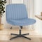 Yssoa Criss Cross Chair Legged, Home Office Desk Chair No Wheels Armless, Wide Seat Swivel Vanity C 3A88FNCHAIROFFICEBLU01 - alternate 4