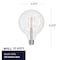 Bulbrite LED Filament, 8.5 Watt Dimmable G40 Light Bulb, Clear Glass Finish, E26 Base, 5000K, 800 Lumens, 2PK 862096 - alternate 5
