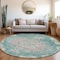 Homeroots 8' Teal Blue Round Floral Medallion Washable Indoor Outdoor Area Rug 607856 - alternate 7