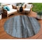 Homeroots 8' Blue Gray And Charcoal Round Botanical Leaves Washable Indoor Outdoor Area Rug 581938 - alternate 1