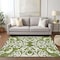 Homeroots 9' X 12' Green And Ivory Damask Washable Indoor Outdoor Area Rug 614429 - alternate 4