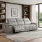 Homeroots 107" Light Gray Italian Leather Reclining Metal USB Sofa 720289 - alternate 6