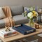 Homeroots 16in Navy Blue Wood Faux Shagreen Serving Tray With Handles 518599 - alternate 3