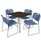 Regency Square Kee Breakroom Table W/ 4 Zeng Stack Chairs, 42 in W, 42 in L, Neo Walnut TB4242NWBPCM44BE - alternate 1