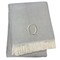 Homeroots 55" X 70" Gray White Herringbone Cotton Blend Q Initial Throw Blanket with Tassels Embroidery 655540 - alternate 1