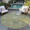 Homeroots 8' Artichoke Green Gray And Tan Round Damask Washable Indoor Outdoor Area Rug 603301 - alternate 5
