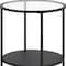 Homeroots 22" Black And Clear Glass And Steel Round End Table With Shelf 544199 - alternate 5