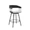 Homeroots 27" Light Gray and Black Fabric with Metal Swivel Counter Height Bar Chair 534453 - alternate 1