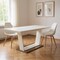 Homeroots 71" White Wood and Metal Self-Storing Leaf Pedestal Base Extendable Dining Table 555166 - alternate 4
