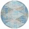 Homeroots 8' Teal Blue And Beige Round Geometric Washable Indoor Outdoor Area Rug 632013 - alternate 4