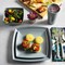 Gibson Home Grayson 16 Piece Square Melamine Dinnerware Set in Grey 99897.16R - alternate 4