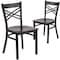 Flash Furniture Black ''X'' Back Metal Restaurant Chair, Walnut Wood Seat, PK2 2-XU-6FOBXBK-WALW-GG - alternate 1