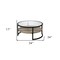 Homeroots 34" Black Glass And Steel Round Coffee Table With Shelf 520925 - alternate 6