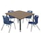 Regency Square Kee Adjustable Classroom Table W/ 4 Andy Stack Chairs, 48 in W, 48 in L, Noble Oak TB4848NOAPBK45NV - alternate 1