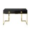 Homeroots 47" Black and Gold Wood and Stainless Steel Writing Desk With Two Drawers 543795 - alternate 1